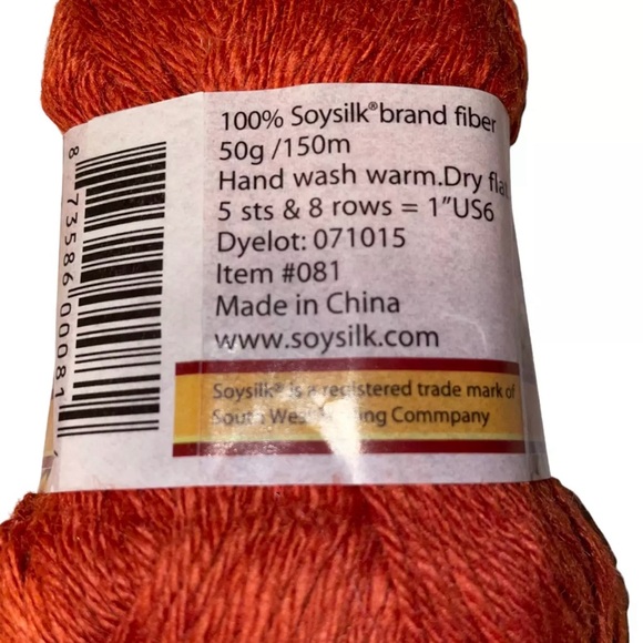 South West Trading Company PURE Soy Silk Worsted Yarn SWTC #081 Orange - Picture 2 of 5